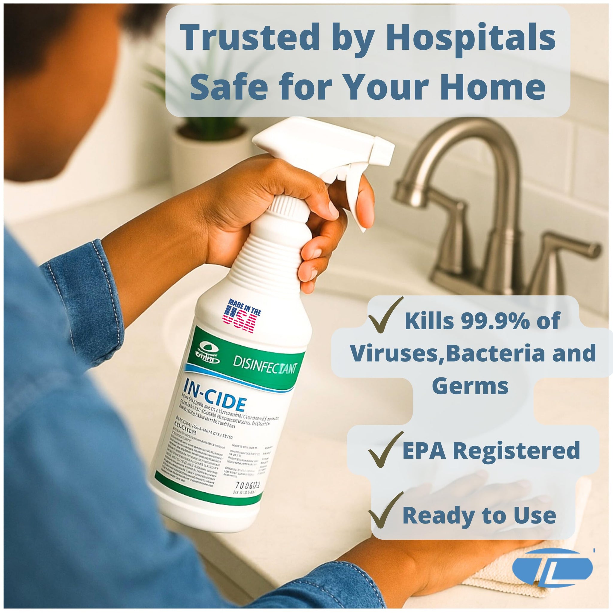 Theochem In-Cide EPA Registered Disinfectant Spray - Kills 99.9% of Germs, Mold, Mildew and MRSA - Multi-Surface Cleaner for Home, School & Hospital