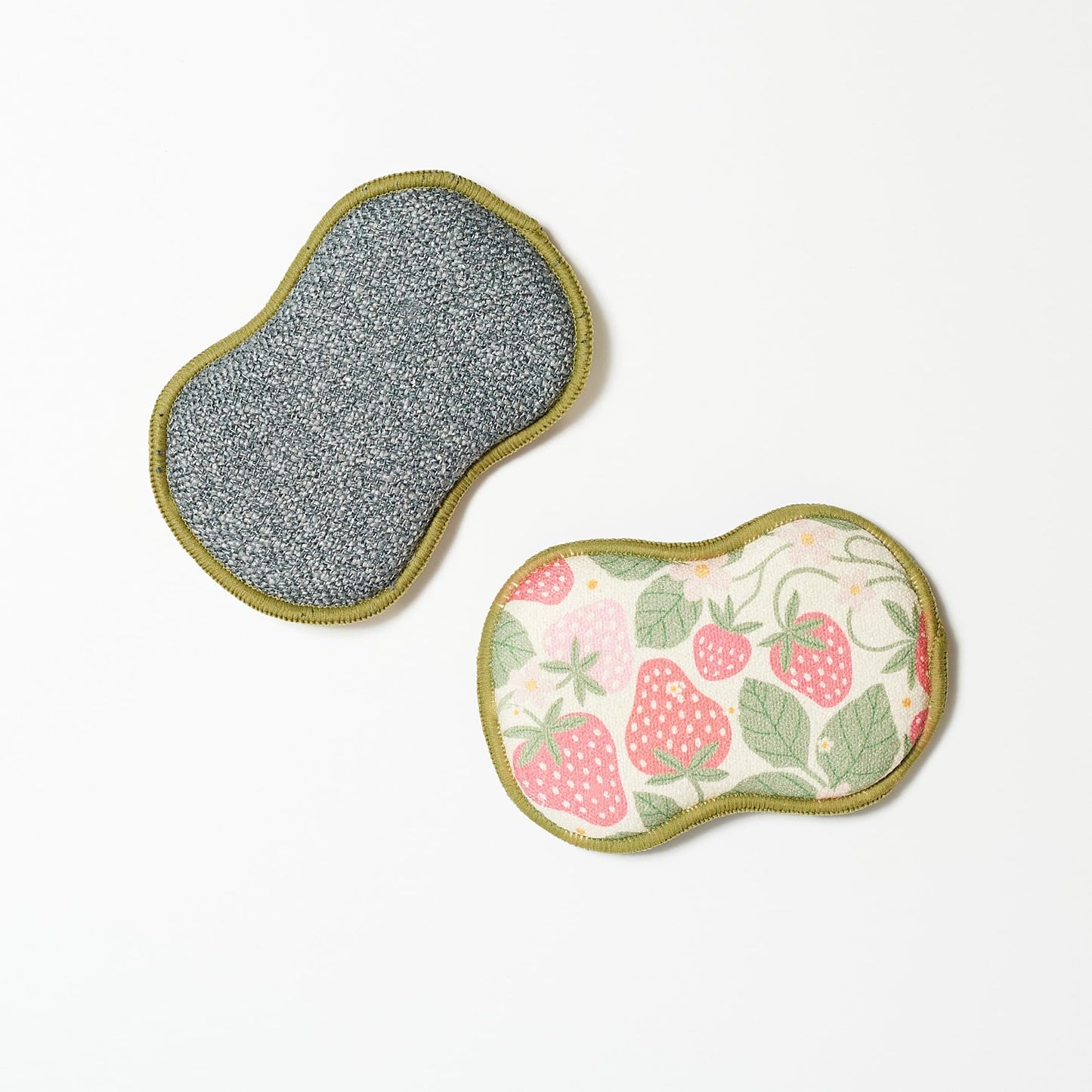 Bright Habits Sponge Set in Strawberry Farm Red - Set of 2 Super Absorbent Washable Reusable Cleaning Sponges Made from Recycled Materials, Durable