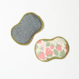 Bright Habits Sponge Set in Strawberry Farm Red - Set of 2 Super Absorbent Washable Reusable Cleaning Sponges Made from Recycled Materials, Durable