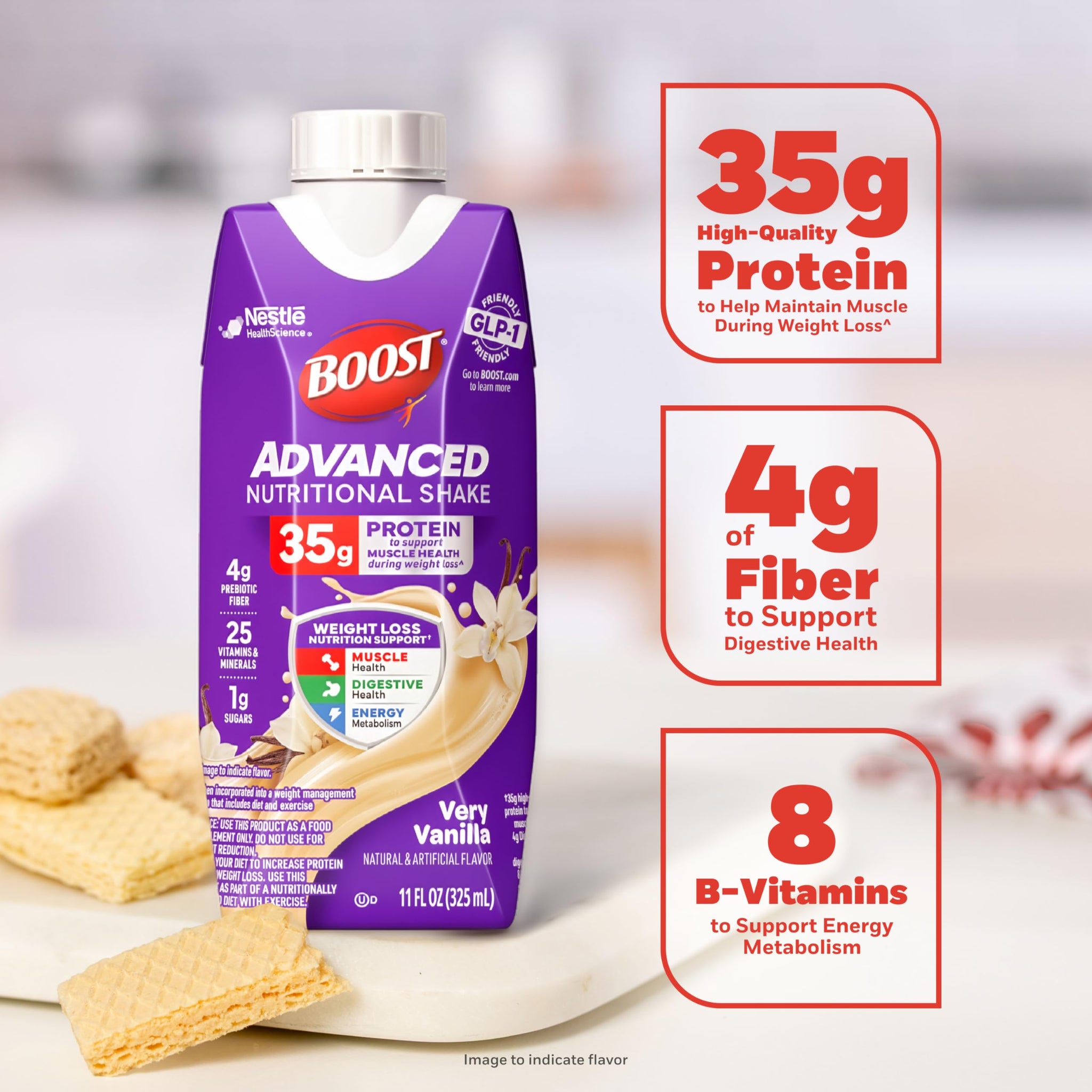 BOOST Advanced Nutritional Protein Shake, Weight Loss Nutrition Support*, 35g High Protein GLP-1 Friendly Shake, Ready to Drink - Very Vanilla, 12-11