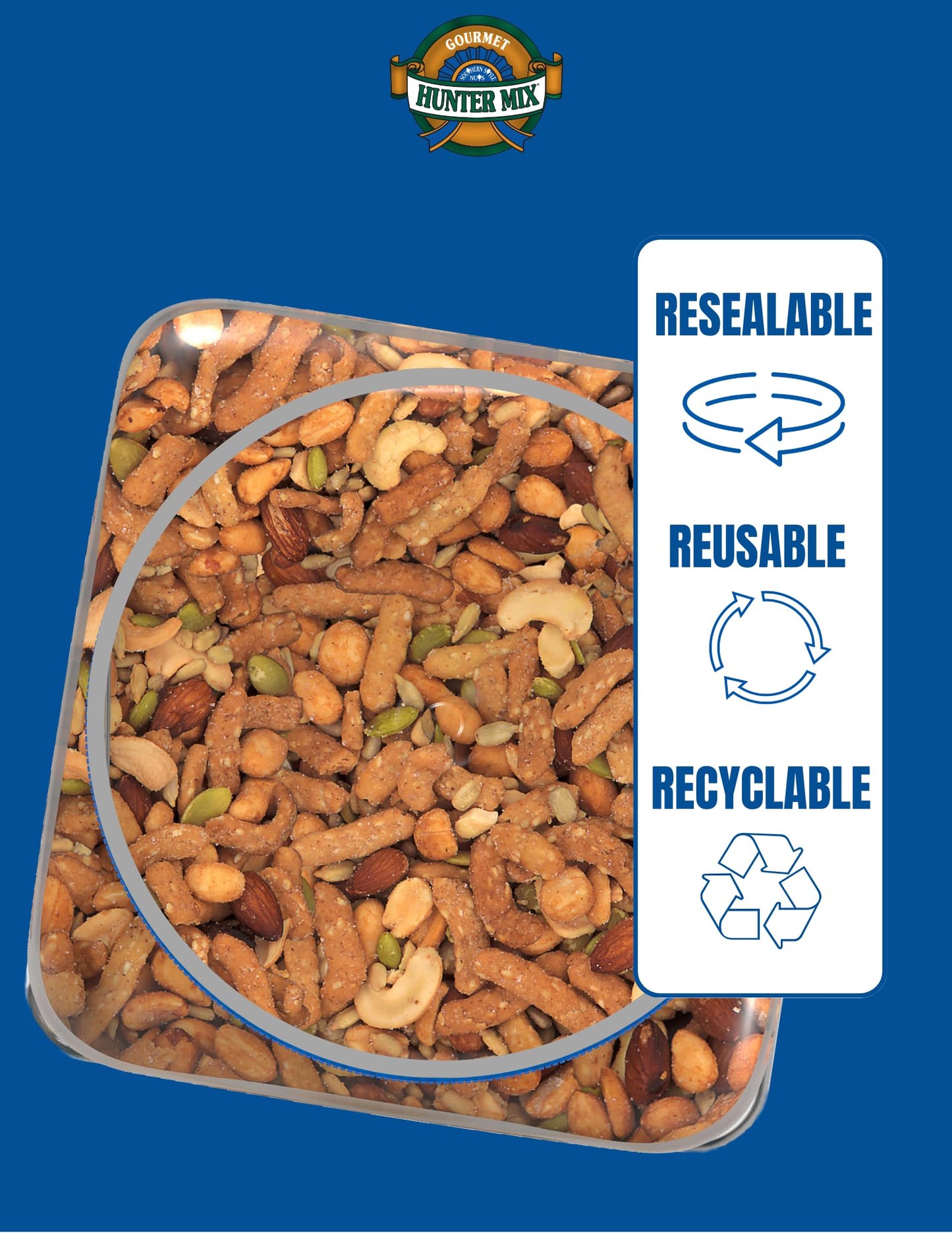 Southern Style Nuts Honey Roasted Hunter Bulk Trail Mix, 23 oz (Pack of 1), Honey Roasted Sesame Sticks & Peanuts, Sunflower Kernels, Almonds, Cashews