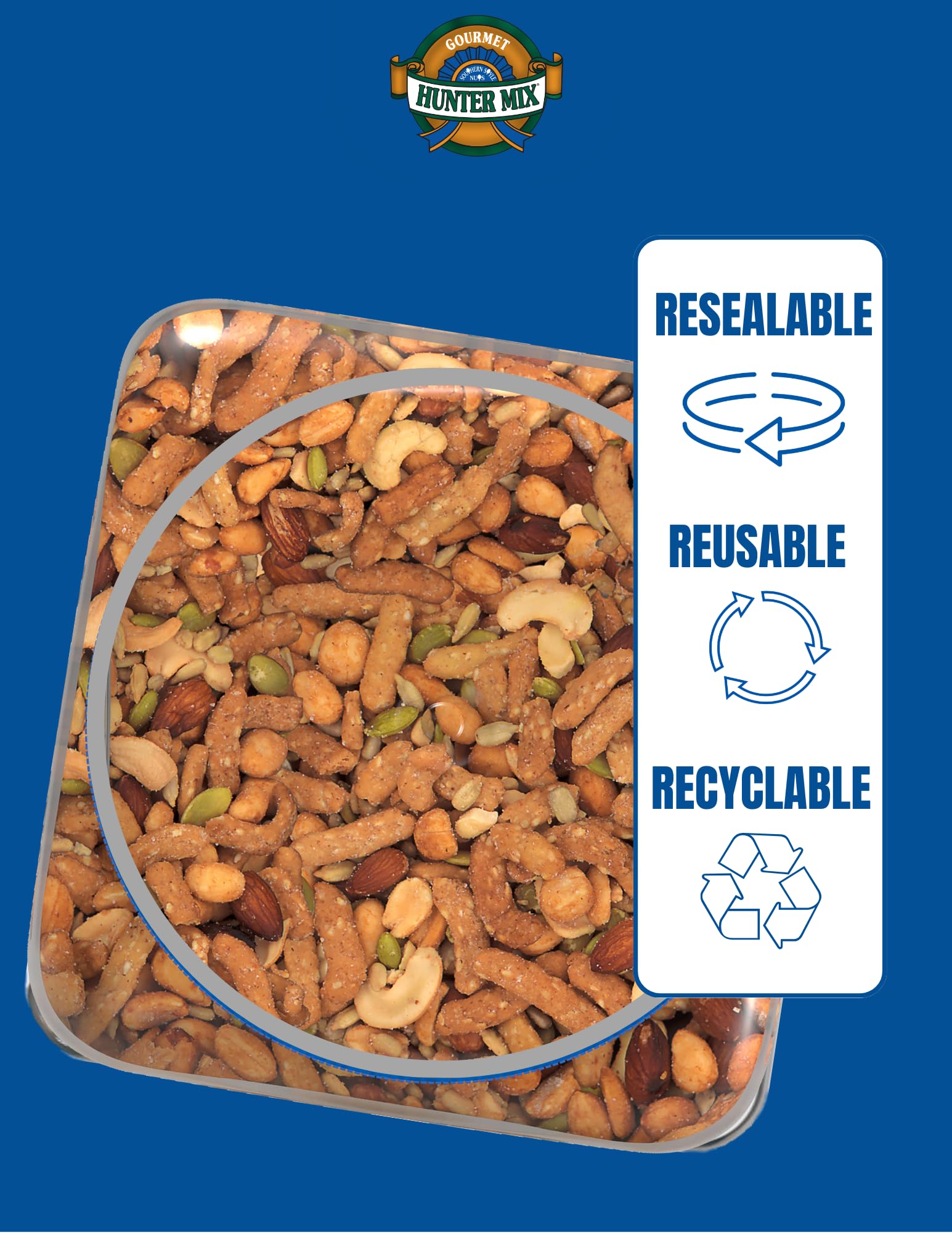 Southern Style Nuts Honey Roasted Hunter Bulk Trail Mix, 23 oz (Pack of 1), Honey Roasted Sesame Sticks & Peanuts, Sunflower Kernels, Almonds, Cashews