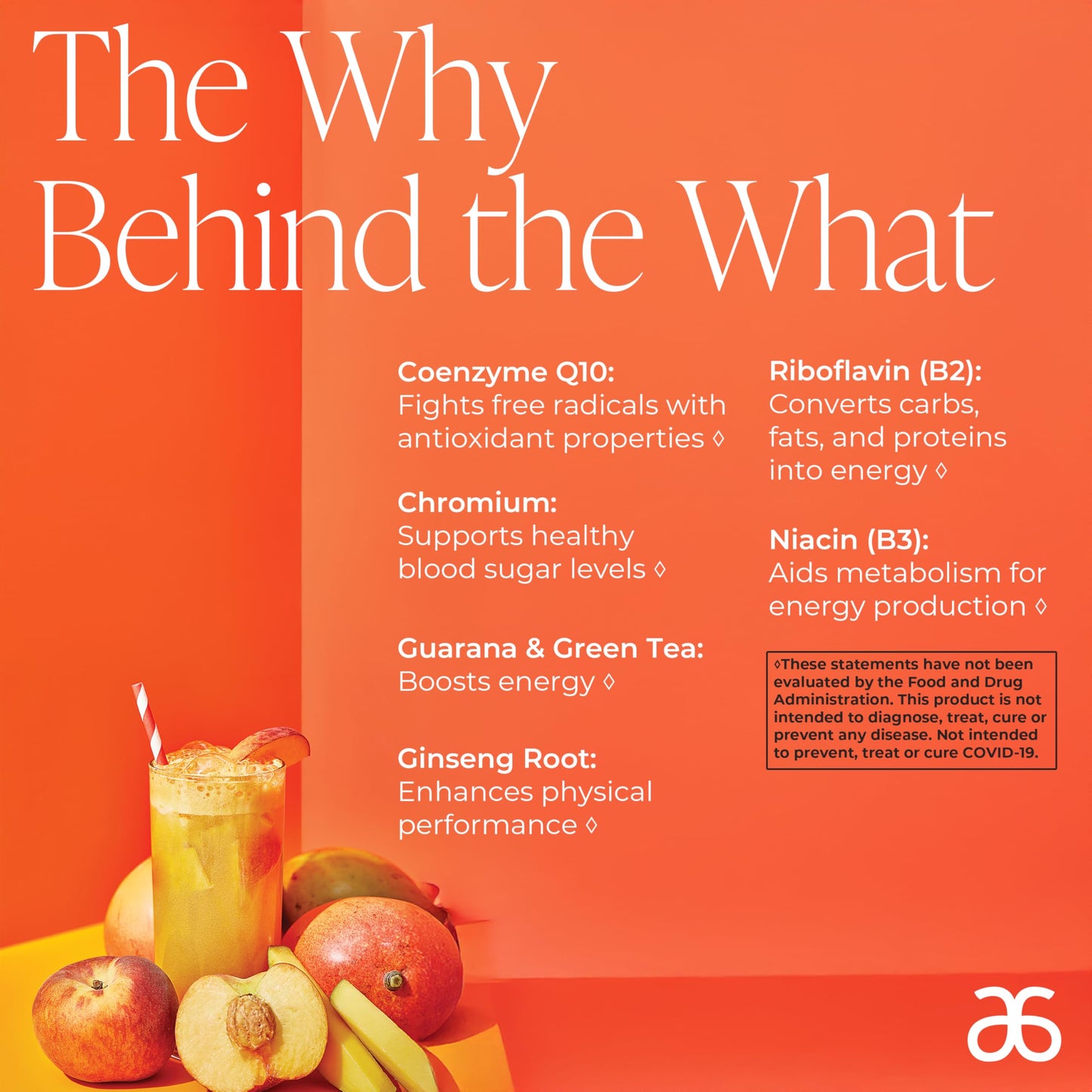 Arbonne Ginseng Energy Supplements - Peach Mango Flavor Fizz Sticks, Energy Boost with Caffeine Powder from Guarana and Green Tea, Delicious