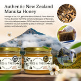 Bees & Trees New Zealand Manuka Honey - 550+ & 350+ MGO - Pure, Unpasteurized Monofloral Premium Superfood Raw Honey, Daily Wellness & Vitality