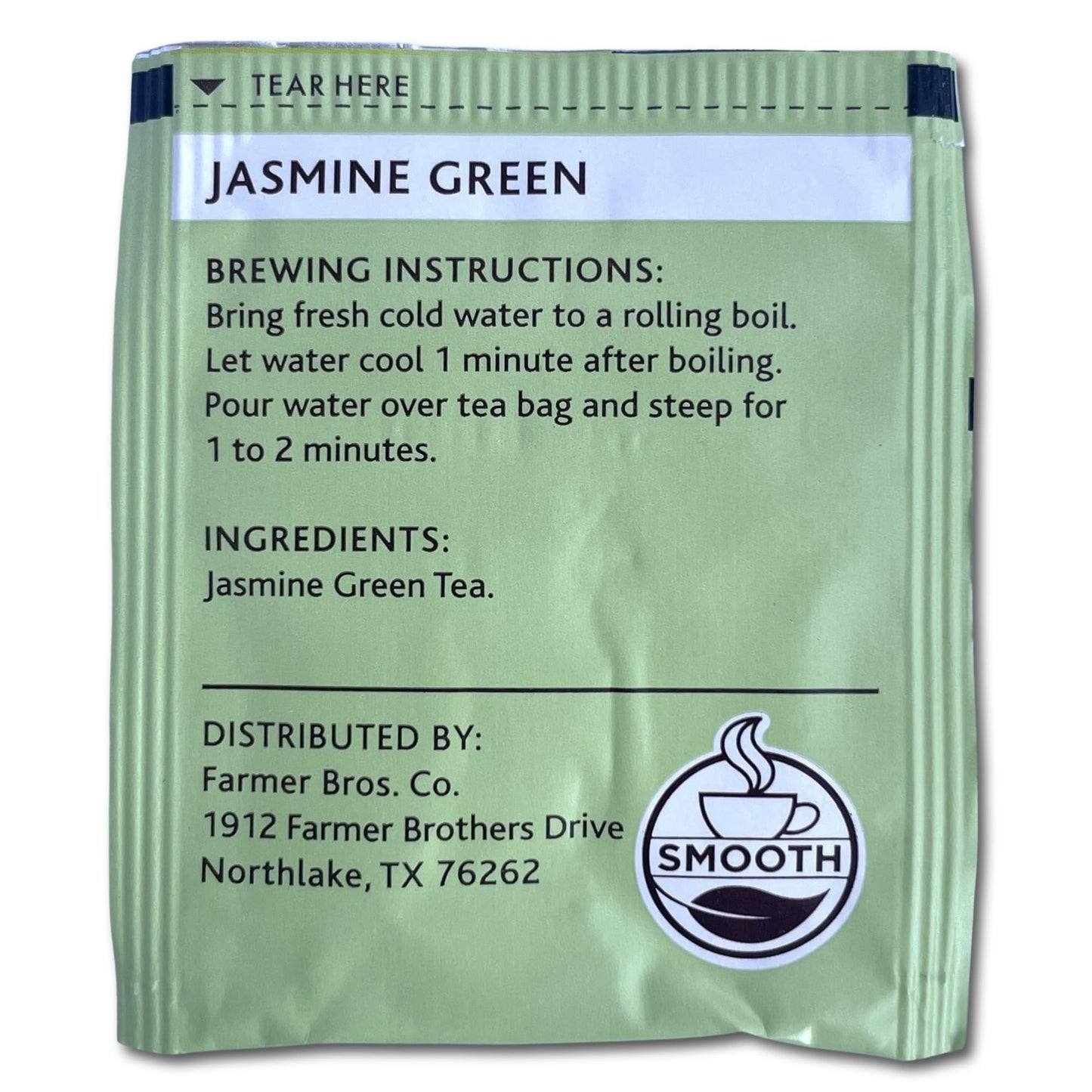Farmer Brothers Premium Jasmine Green Tea, 25 Individually Wrapped Tea Bags - Smooth, Fragrant, Gluten-Free, Kosher Certified, Naturally Sweet