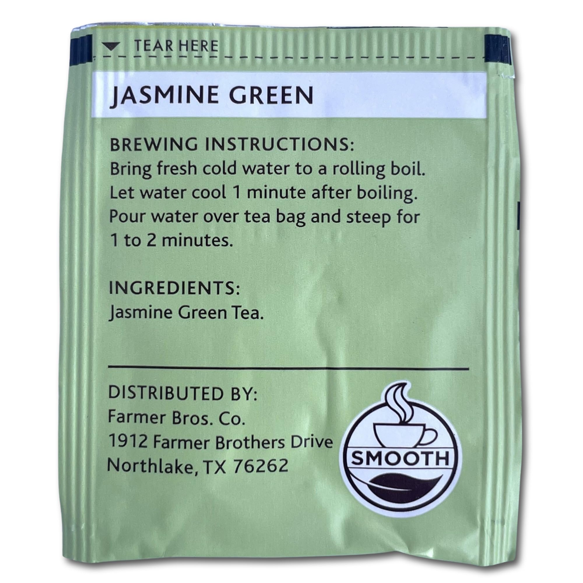 Farmer Brothers Premium Jasmine Green Tea, 25 Individually Wrapped Tea Bags - Smooth, Fragrant, Gluten-Free, Kosher Certified, Naturally Sweet