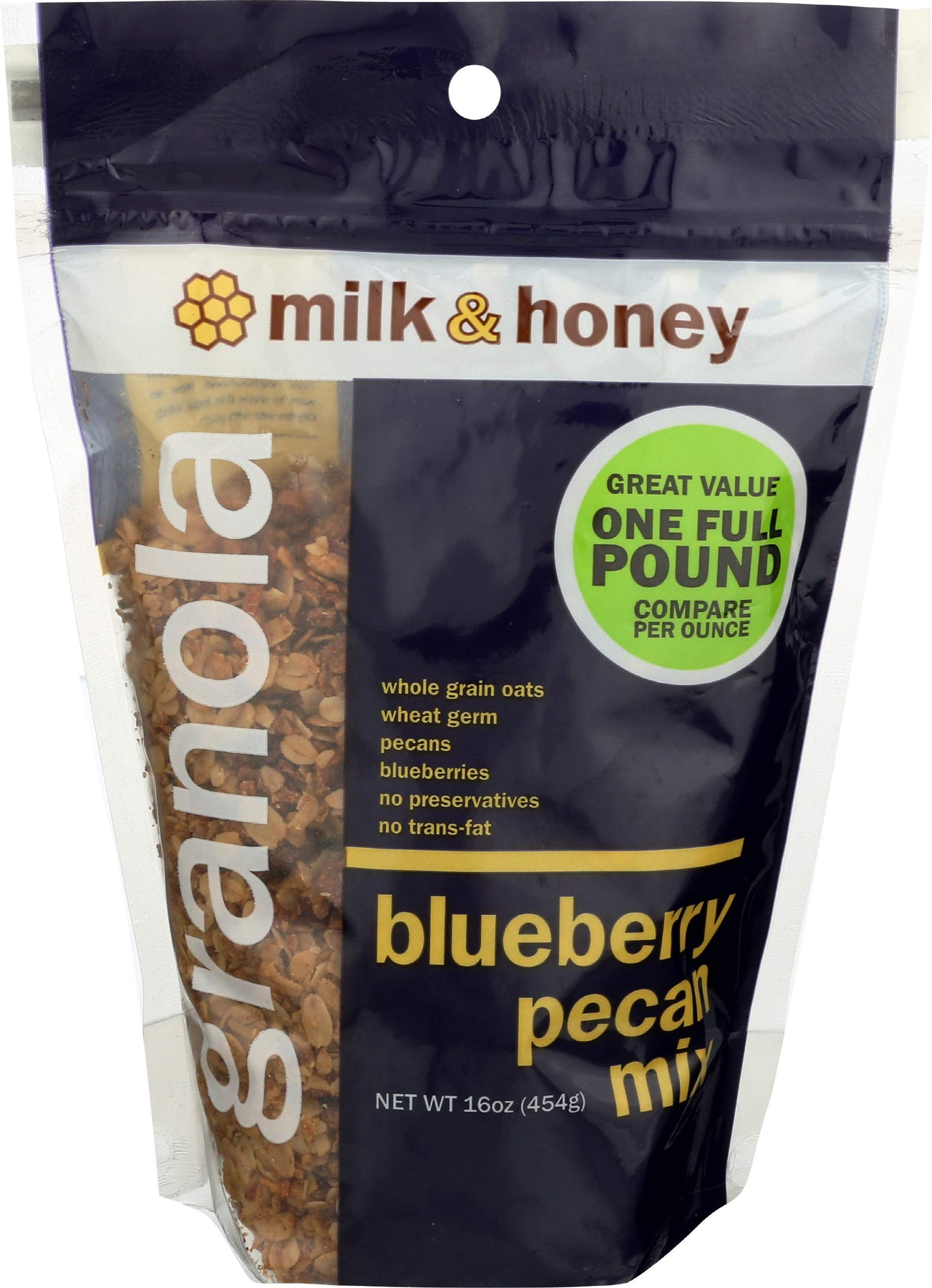 Milk & Honey Granola, Granola Blueberry Pecan Mix, 16 Ounce
