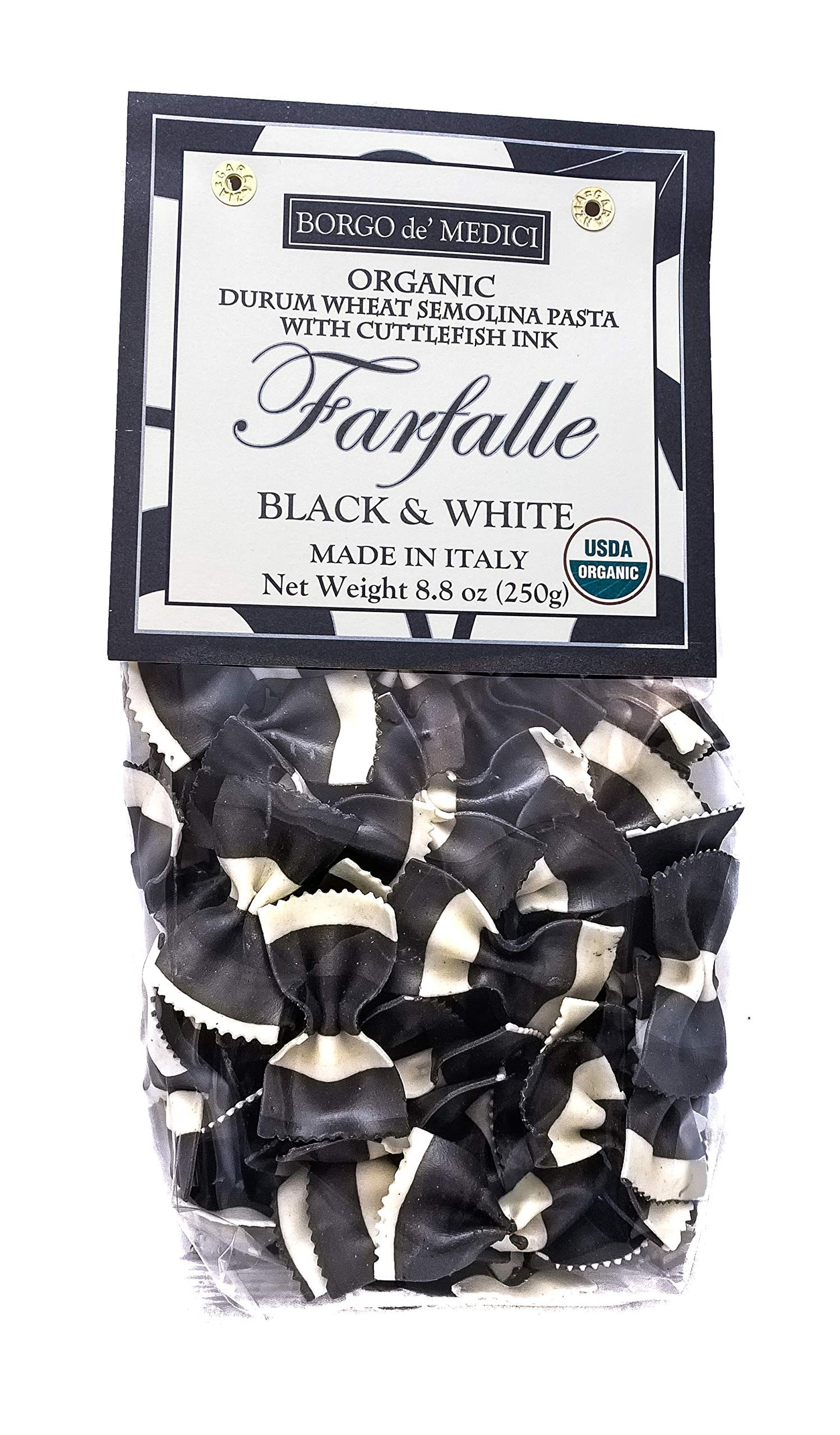 Borgo de Medici ORGANIC Black Squid Ink Bow Tie Pasta (8.8oz)