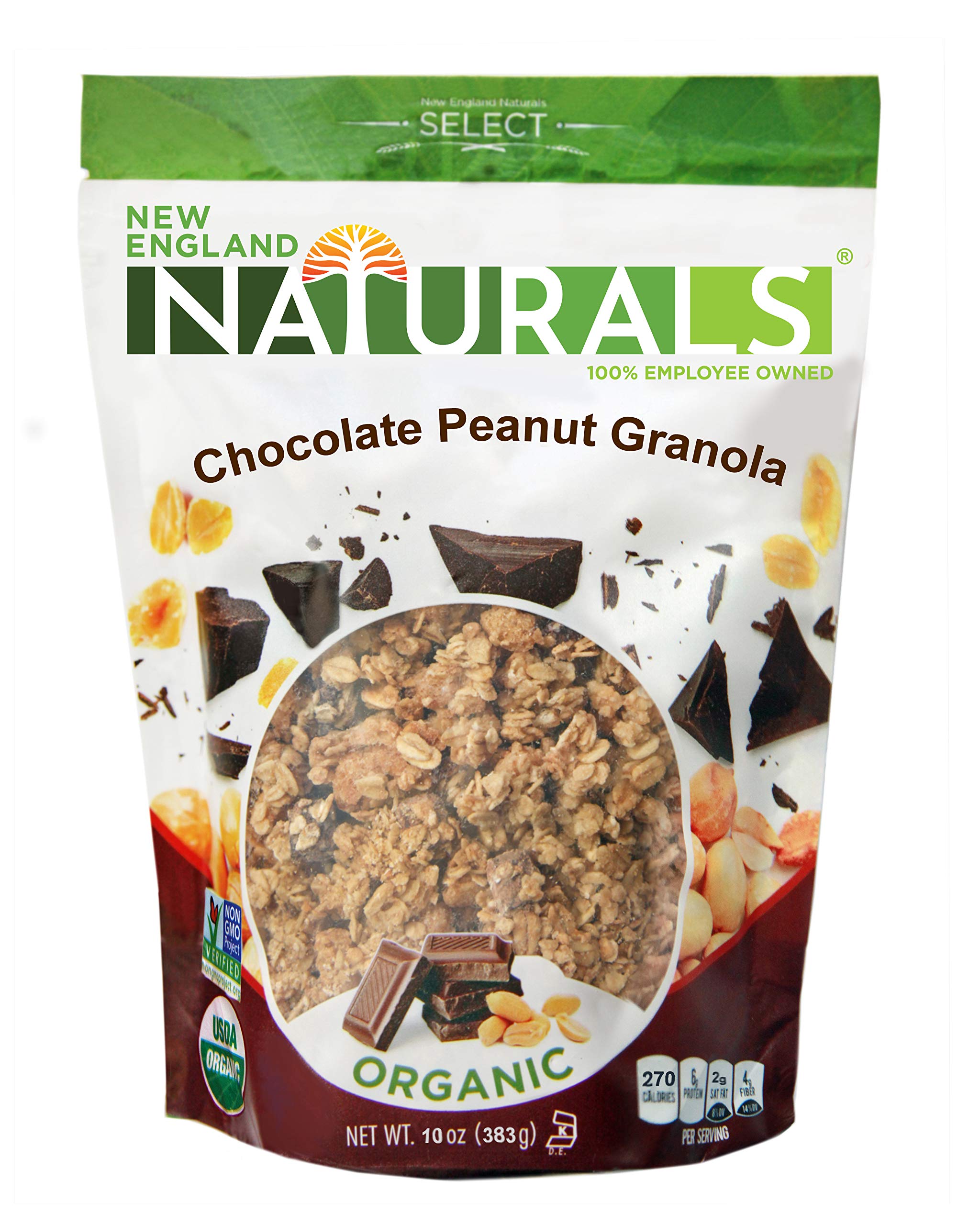 New England Naturals Organic Chocolate Peanut Granola, 10 Ounce Pouch