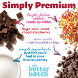 My Better Batch, Try Them ALL: Chocolate Chip, Double Chocolate, Sugar, Celebration Cookie Mix Variety Pack, Valenties Day Cookie Mix, Makes 64 Large Cookies, Non GMO, Kosher, 16oz (Pack of 4)