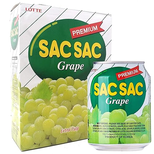 Korean Best Variety Energy Drink Box Deal - SACSAC, RICE PUNCH, PEAR JUICE - (SACSAC GRAPE, 12 CANS)