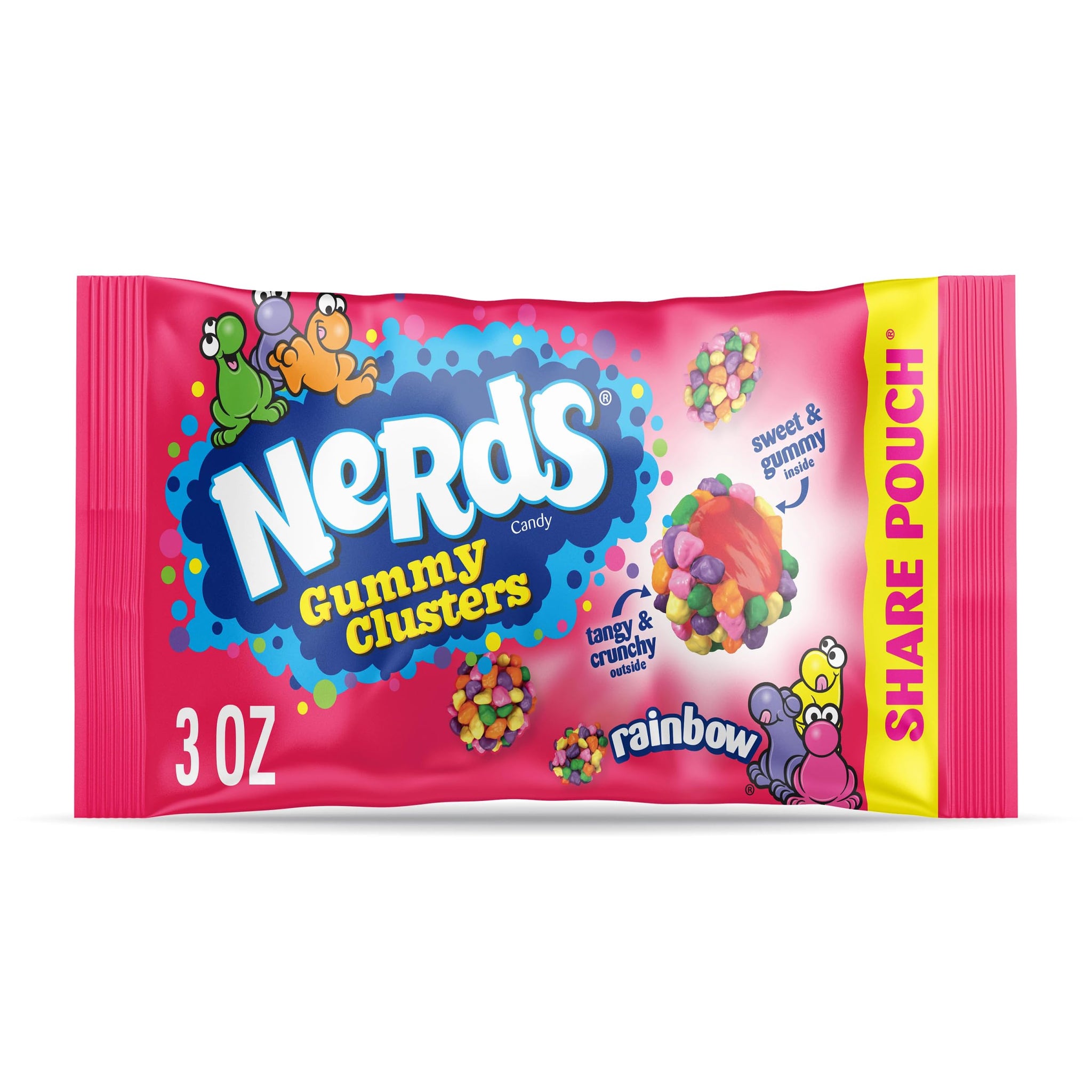 Nerds, Gummy Clusters Candy, Rainbow, Crunchy and Gummy, 3 Ounce