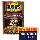 Bush's Canned Country Style Baked Beans (Pack of 1), Protein, Good Source of Fiber, Low Fat, Gluten Free, 28 oz