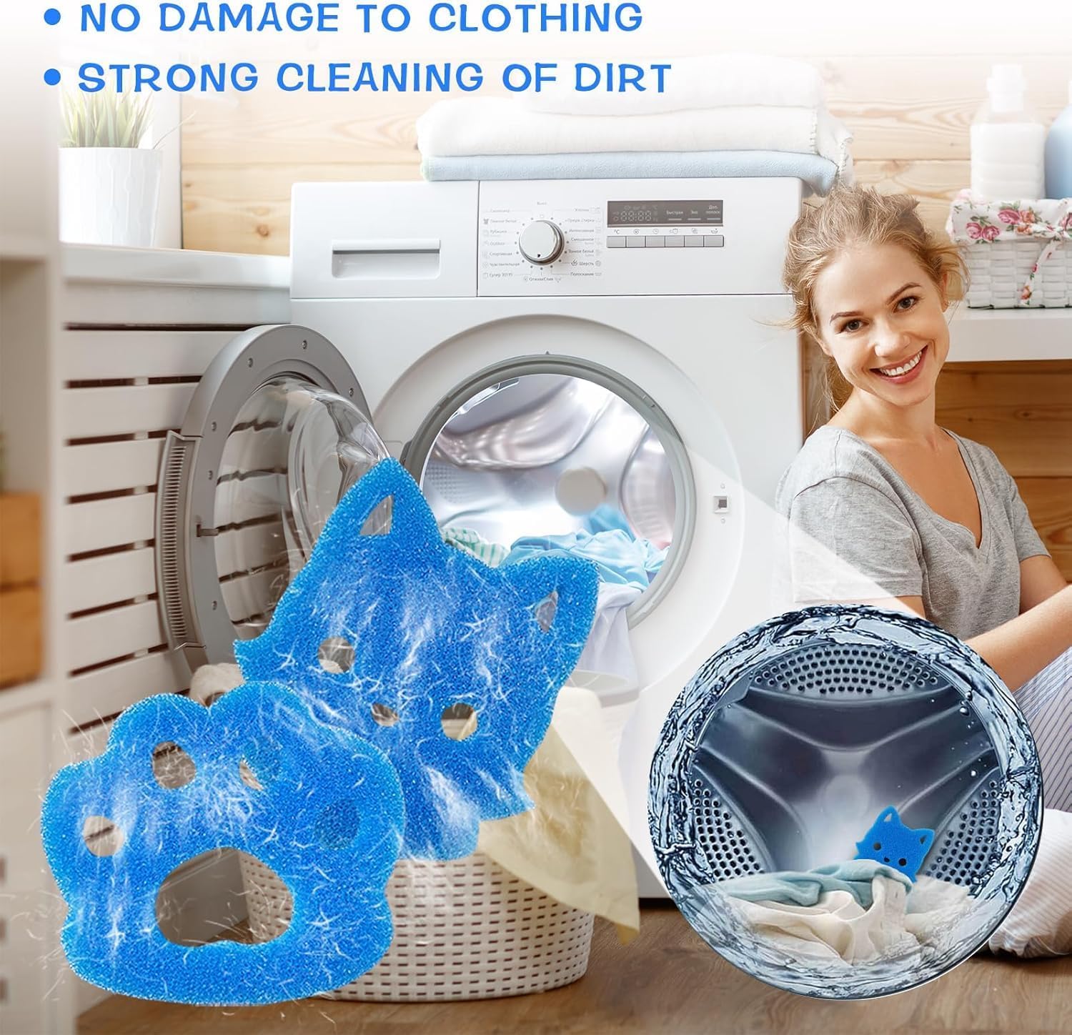 Reusable Pet Hair Remover for Laundry, Effective Cat & Dog Hair Catcher for Washer & Dryer, Lint and Fur Remover for Clothes, Bedding, Safe