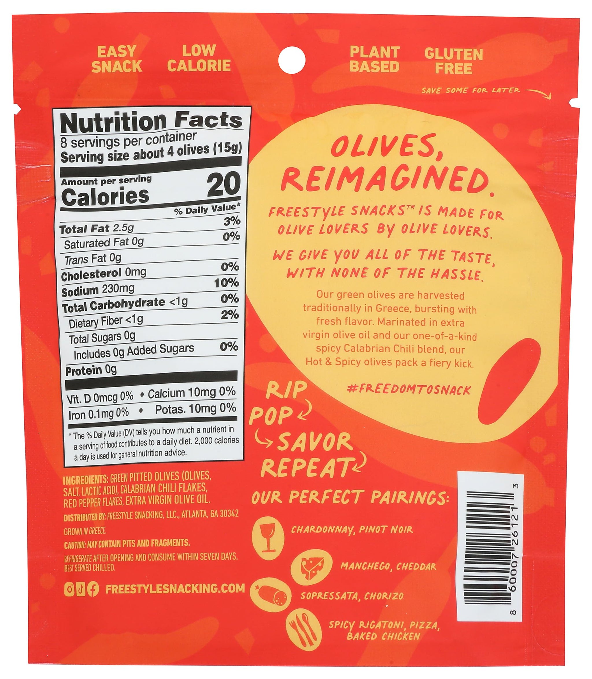 Freestyle Snacks, Olives Green Hot Spicy, 4 Ounce