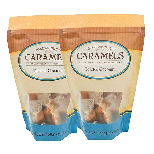 Toasted Coconut Caramels | Pack of 2 | 12 Caramel Each | Boxicanyon Caramels