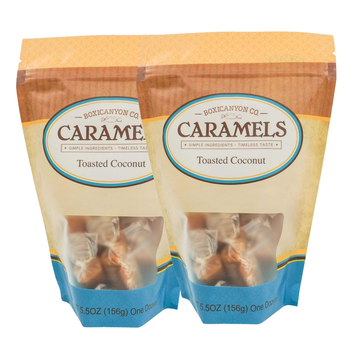 Toasted Coconut Caramels | Pack of 2 | 12 Caramel Each | Boxicanyon Caramels