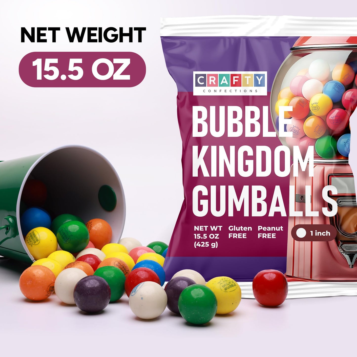 Chewing Gum for Kids - 1 Inch Large Gumballs - 50 Pcs Gum Balls - Assorted Flavors Double Bubble Chewing Gum -for Kids