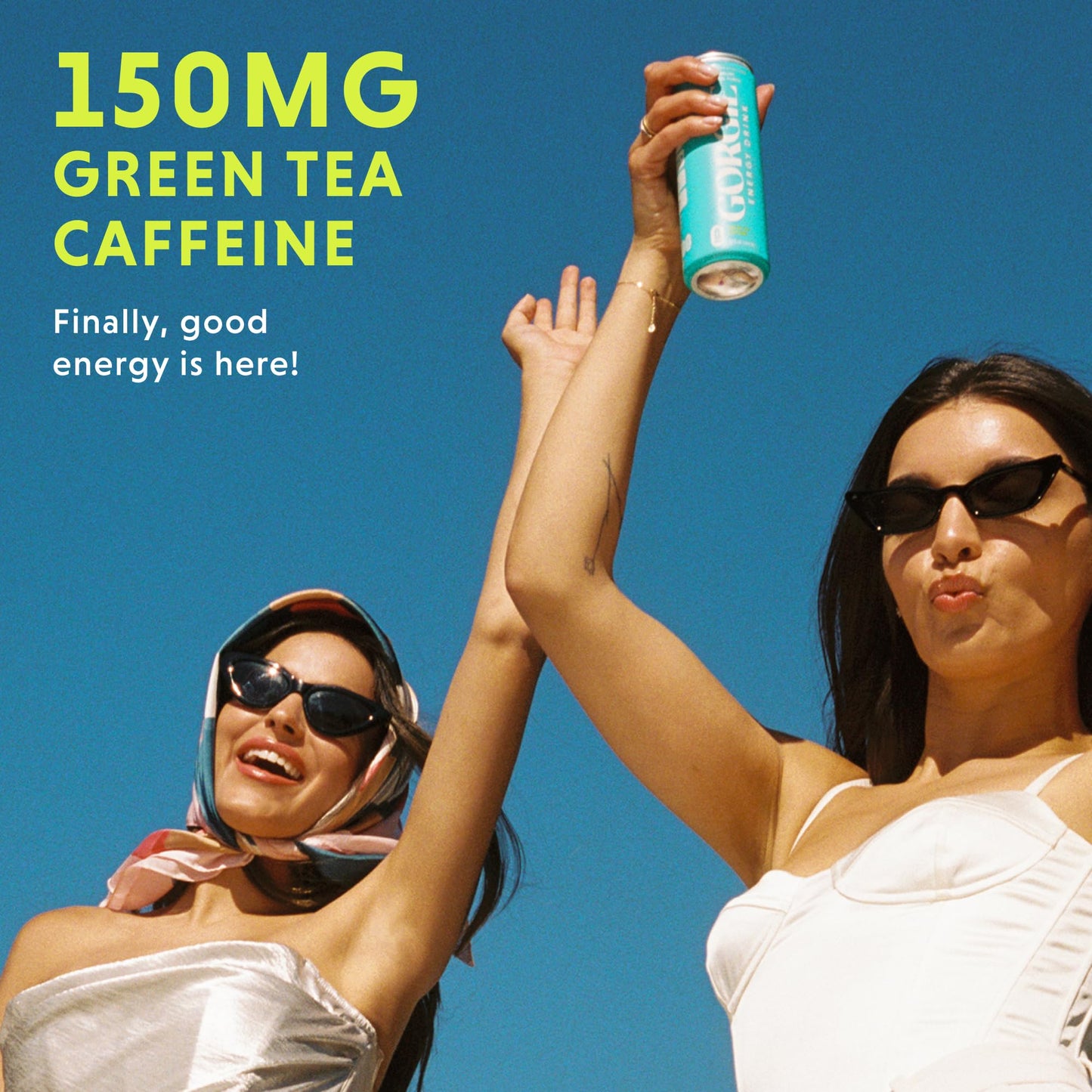 GORGIE Tropical Variety, Sugar-Free Natural Energy Drink Sparkling, Healthy Energy Drinks - Green Tea, Biotin, B Vitamins -150mg Caffeine, Vegan
