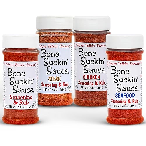 Bone Suckin' Sauce Seasoning and Rub-Variety, Original, Steak, Seafood and Chicken, Great for Grilling, Smoking, Non-GMO, Gluten-Free, Fat Free