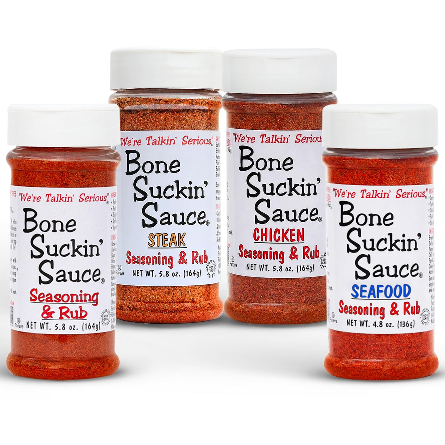 Bone Suckin' Sauce Seasoning and Rub-Variety, Original, Steak, Seafood and Chicken, Great for Grilling, Smoking, Non-GMO, Gluten-Free, Fat Free