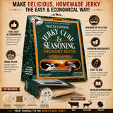 Hi Mountain Jerky Seasoning and Cure Kit | WILD GOOSE HICKORY BLEND Jerky Seasoning | Perfect for Goose, Duck, Waterfowl, Beef & Wild Game | Smoker