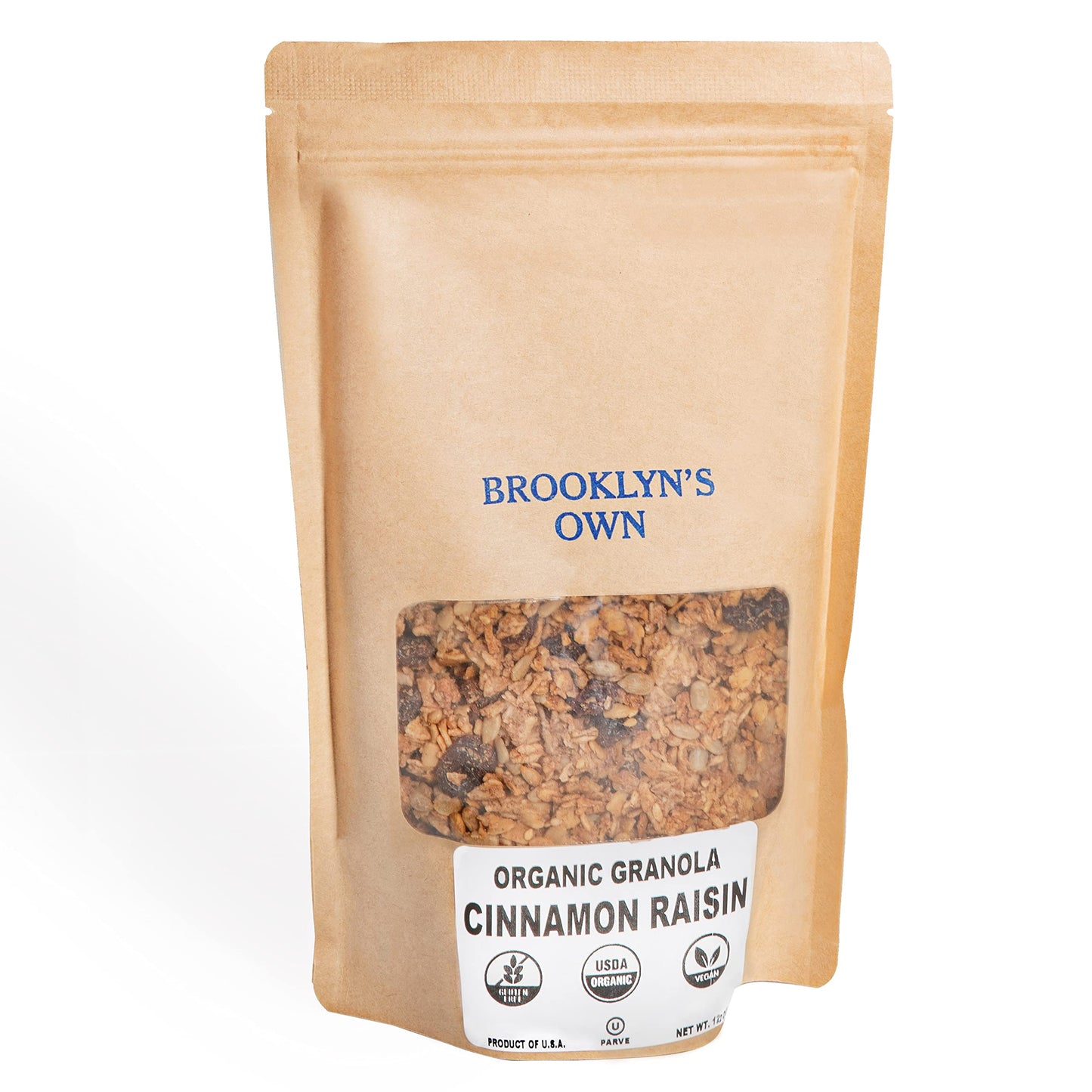 Brooklyn's Own Organic Granola Cinnamon Raisin Breakfast Cereal - Gluten-Free Healthy Snacks - 12 Ounce Resealable Eco-Friendly Pack