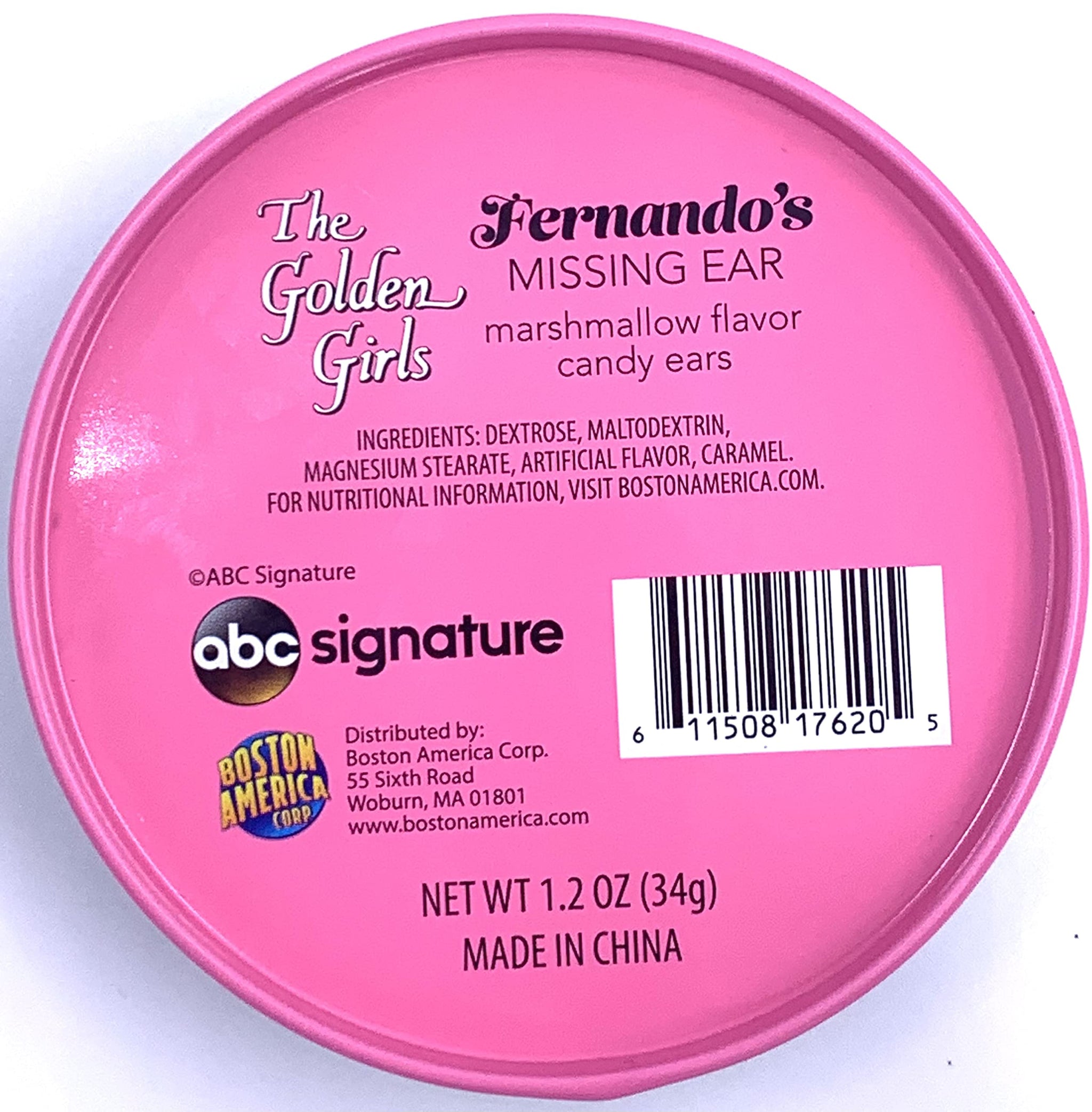 ABC Signature The Golden Girls Marshmallow Flavored Candy - One (1) Fernando's Missing Ear Collectible Tin Bear Shapped Candies Sometimes Life Isn't