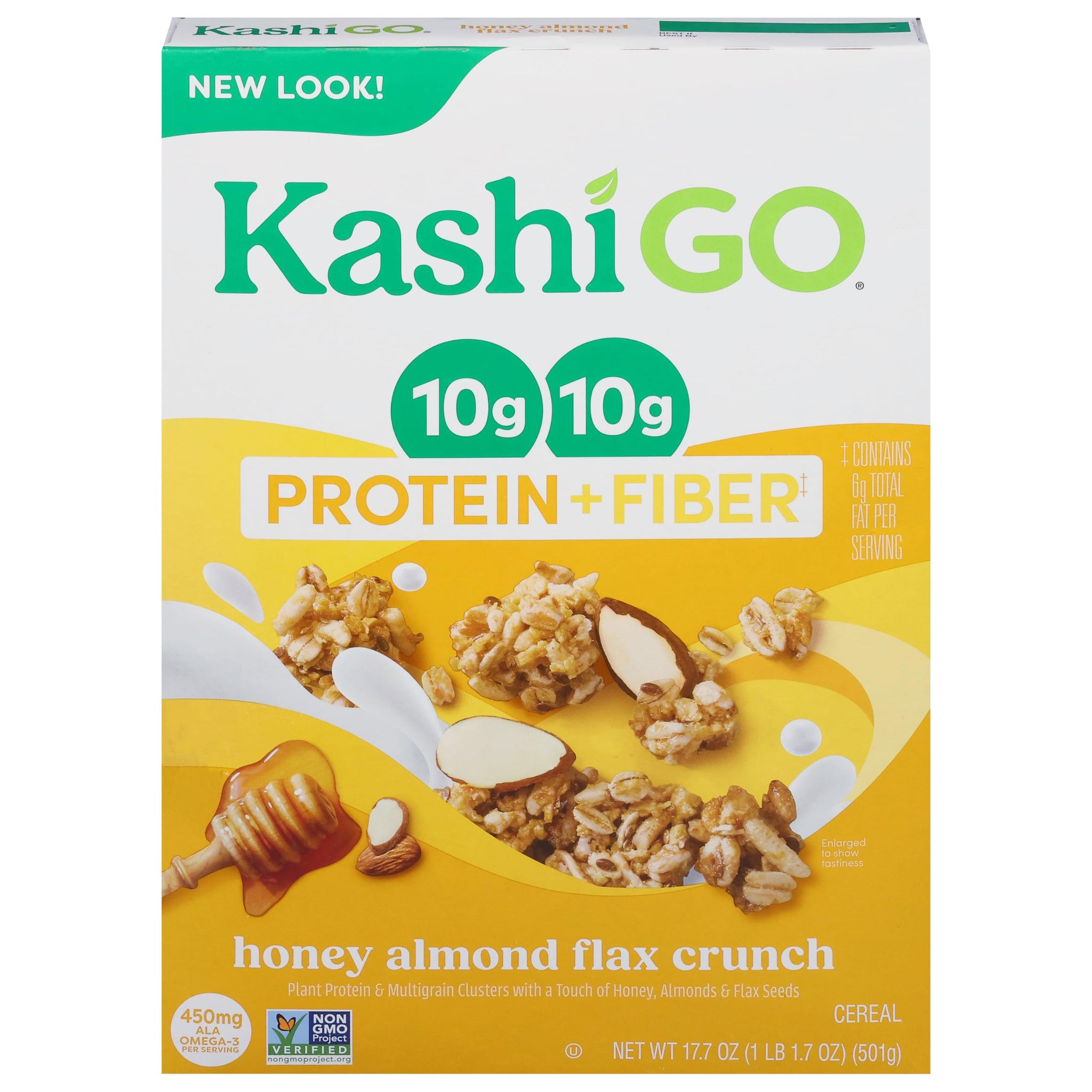 Kashi Go, Protein + Fiber Honey Almond Flax Crunch Cereal, 17.7 Ounce