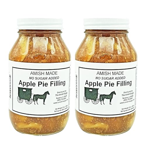 Amish Pie Filling - TWO 32 Oz Jars (Apple No Sugar Added)