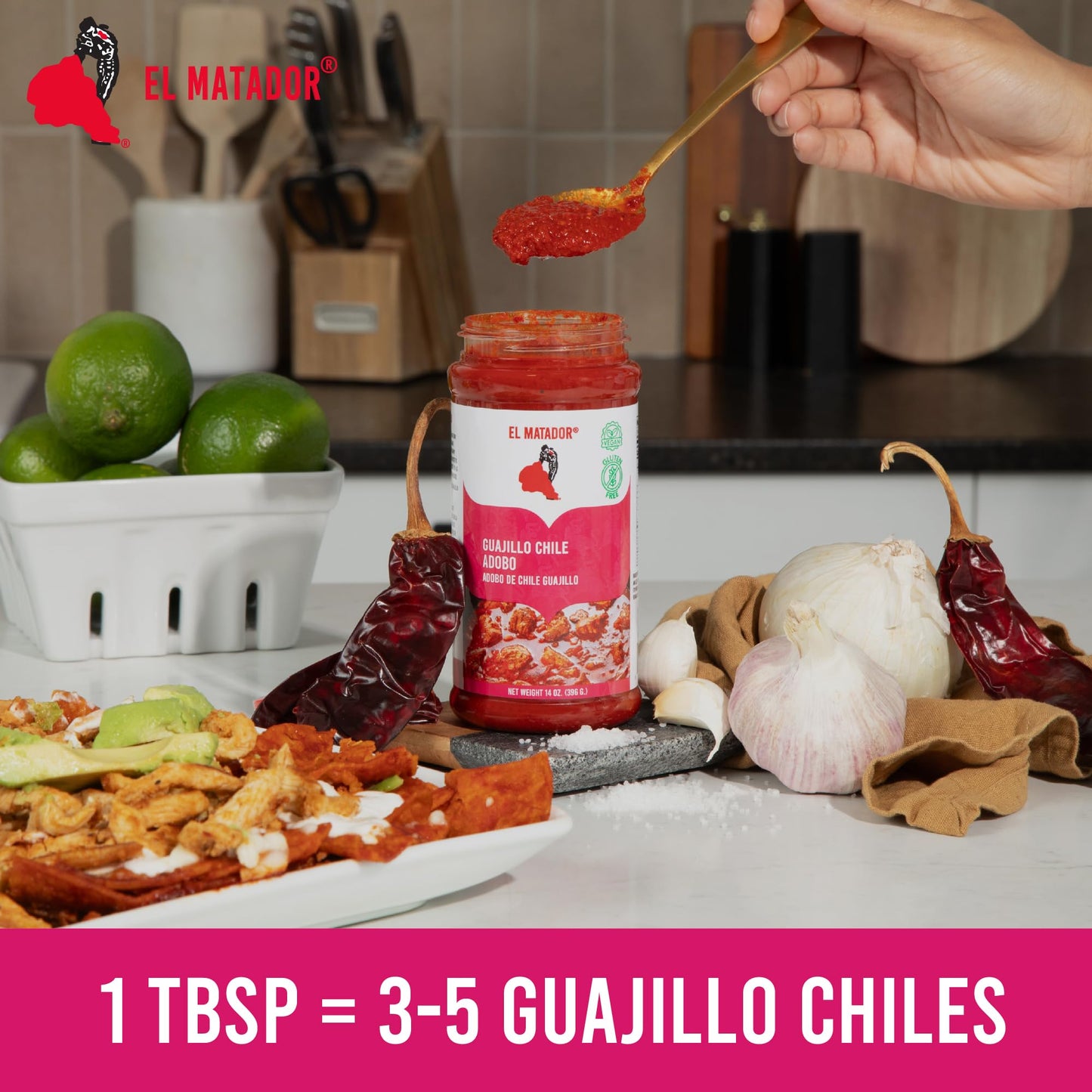 El Matador Guajillo Chile Adobo Paste Marinade, 14 oz. - Authentic Base for Pozole, Menudo, Birria & Enchiladas