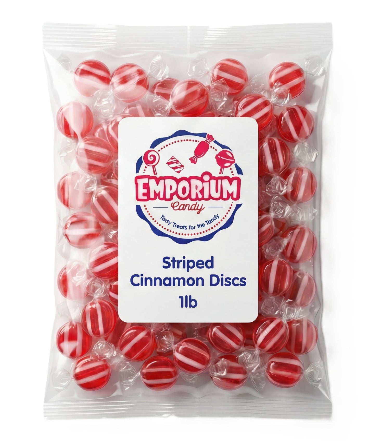 Cinnamon Hard Candy 1 lb - Classic Suckers, Spicy Cinnamon Flavor, Red & White Striped, Individually Wrapped Bulk, Old-Fashioned Sweet Treat