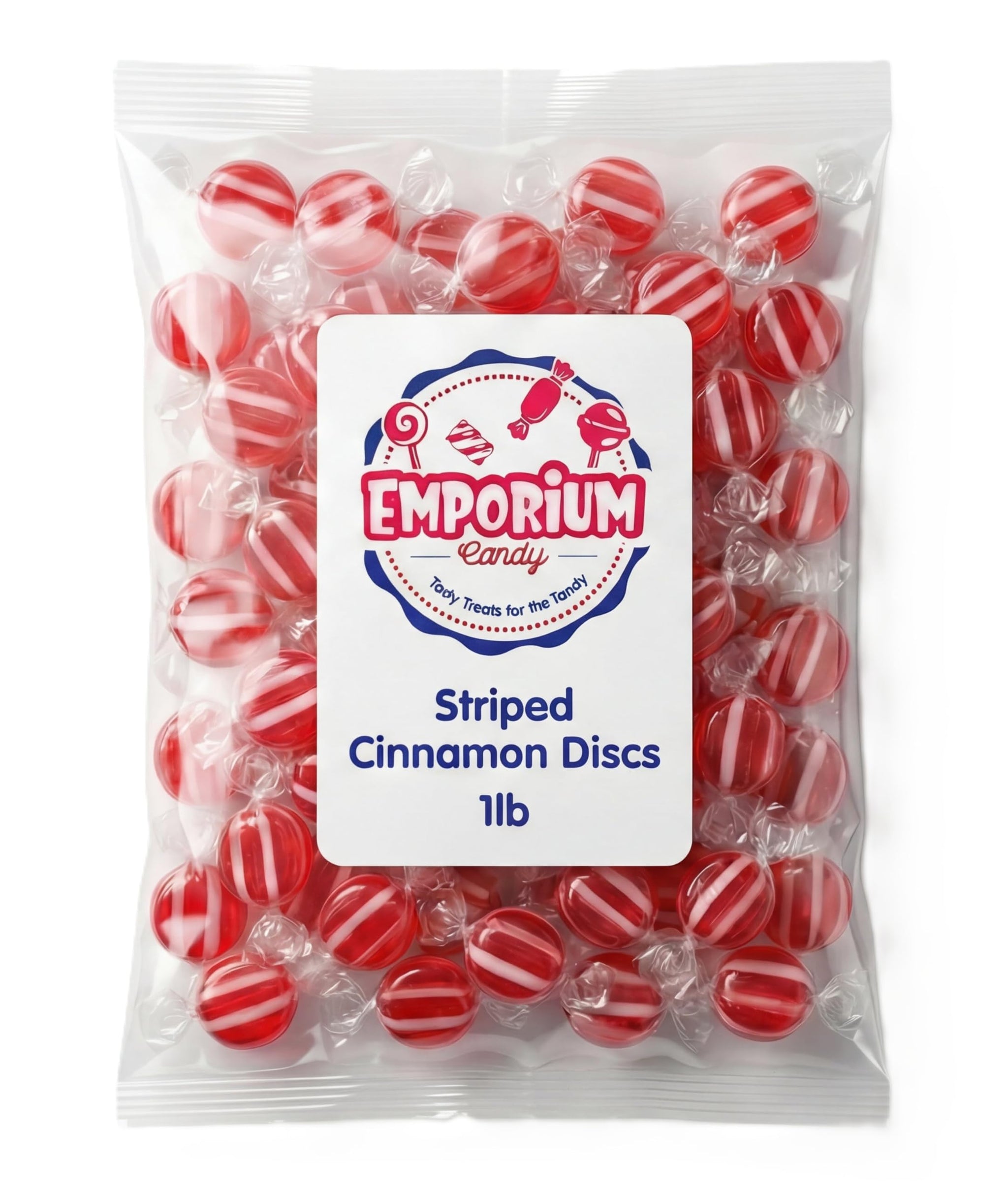 Cinnamon Hard Candy 1 lb - Classic Suckers, Spicy Cinnamon Flavor, Red & White Striped, Individually Wrapped Bulk, Old-Fashioned Sweet Treat
