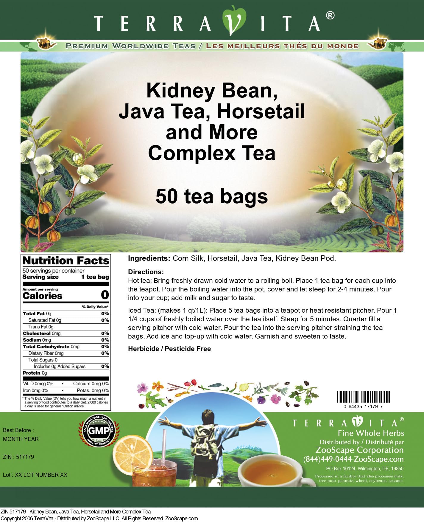 Kidney Bean, Java Tea, Horsetail and More Complex Tea (50 tea bags, ZIN: 517179)