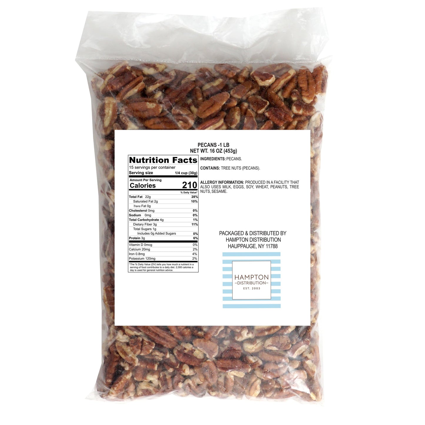 Raw Pecans Unsalted, 1 Pound Bag of Pecan Pieces, Chopped Pecans for Baking, Cooking & Snacks. Healthy Snack for Adults