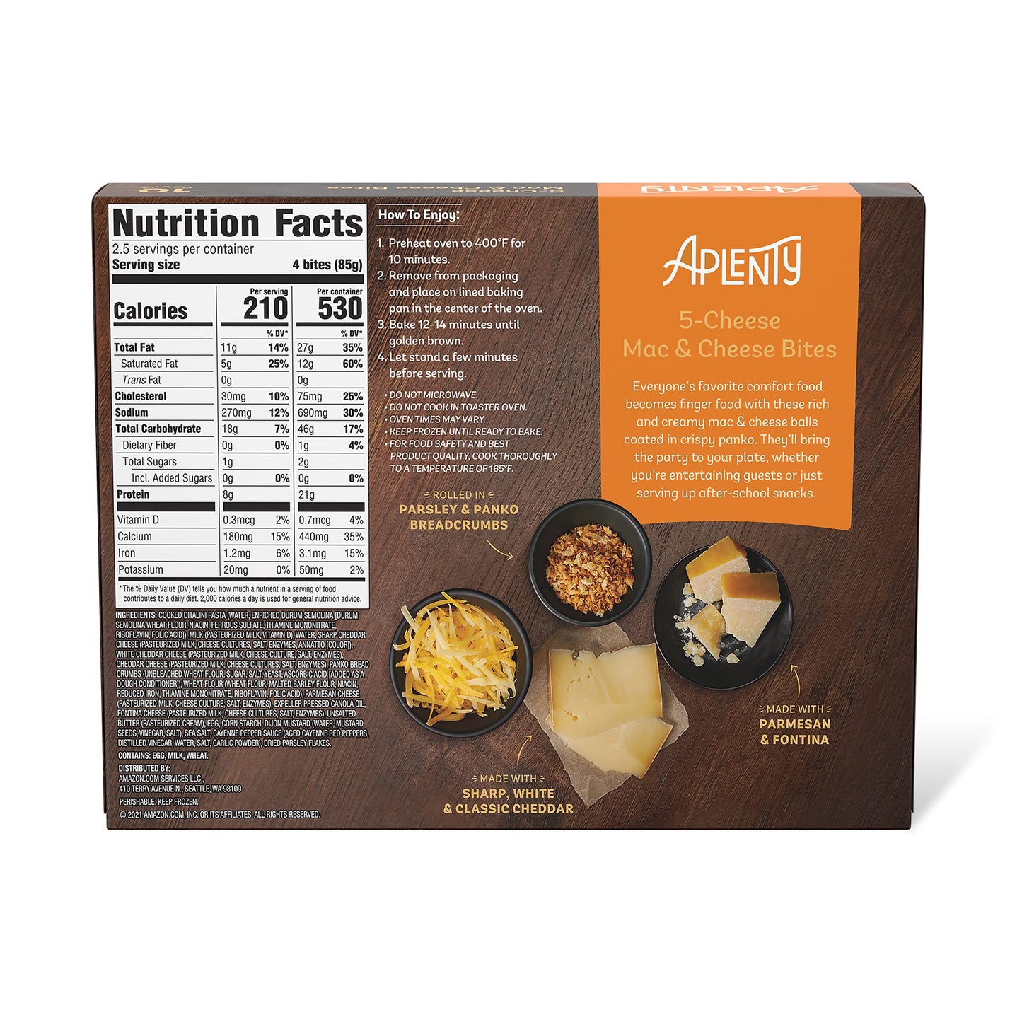 Amazon Brand, Aplenty 5 Cheese Mac & Cheese Bites, 7.5 Oz
