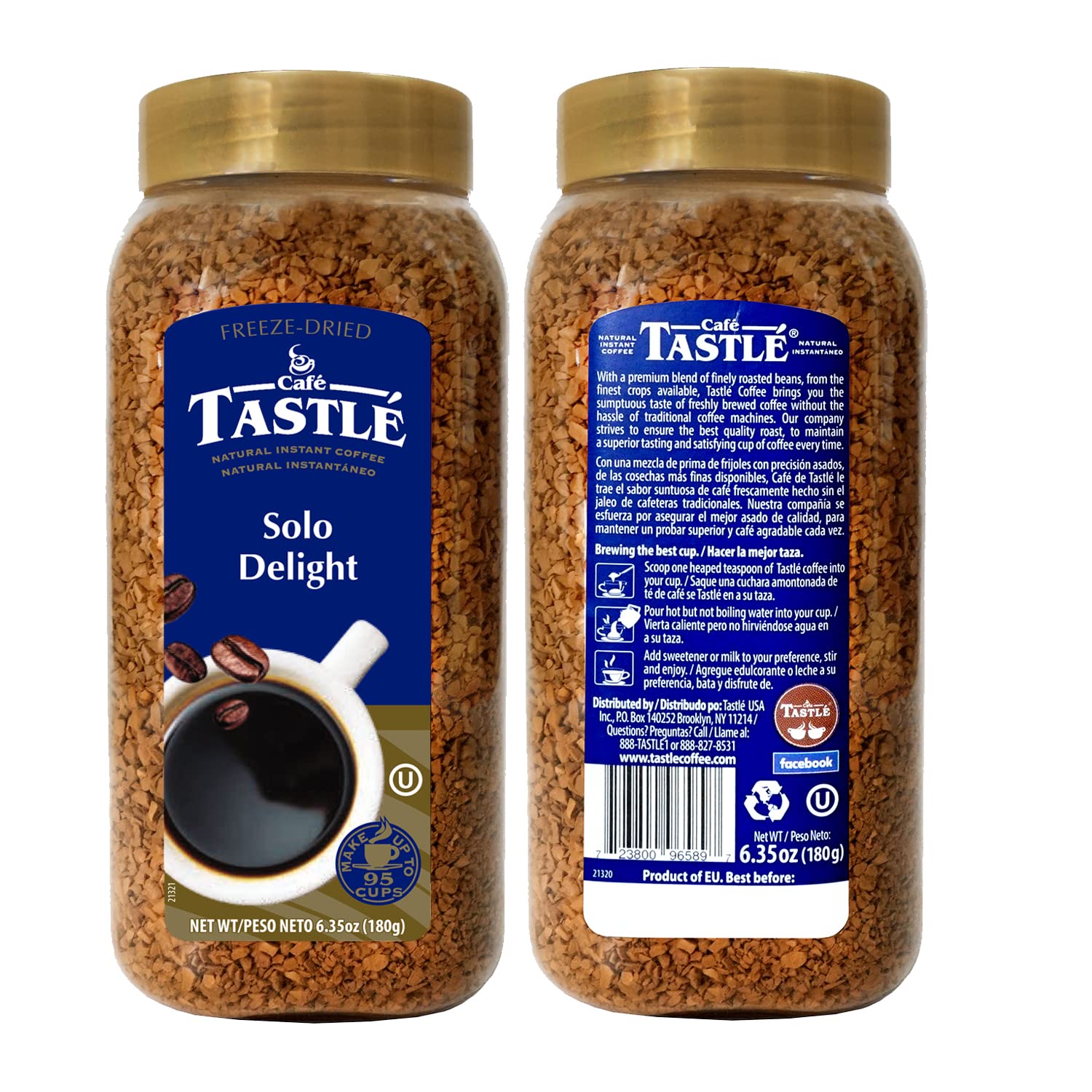 Café Tastlé Supremo Blend, Solo Delight, Microground 3 Jars of 6.35oz (19.05 Oz)