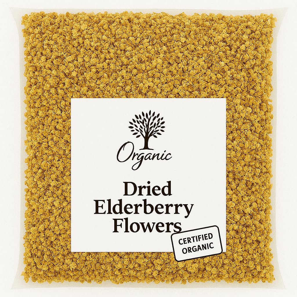 Organic Bio Herbs-Dried Elderberry Flowers - 100% Natural, Premium Quality Herb for Herbal Tea, Tinctures & Remedies - No Additives, Non-GMO (Sambucus