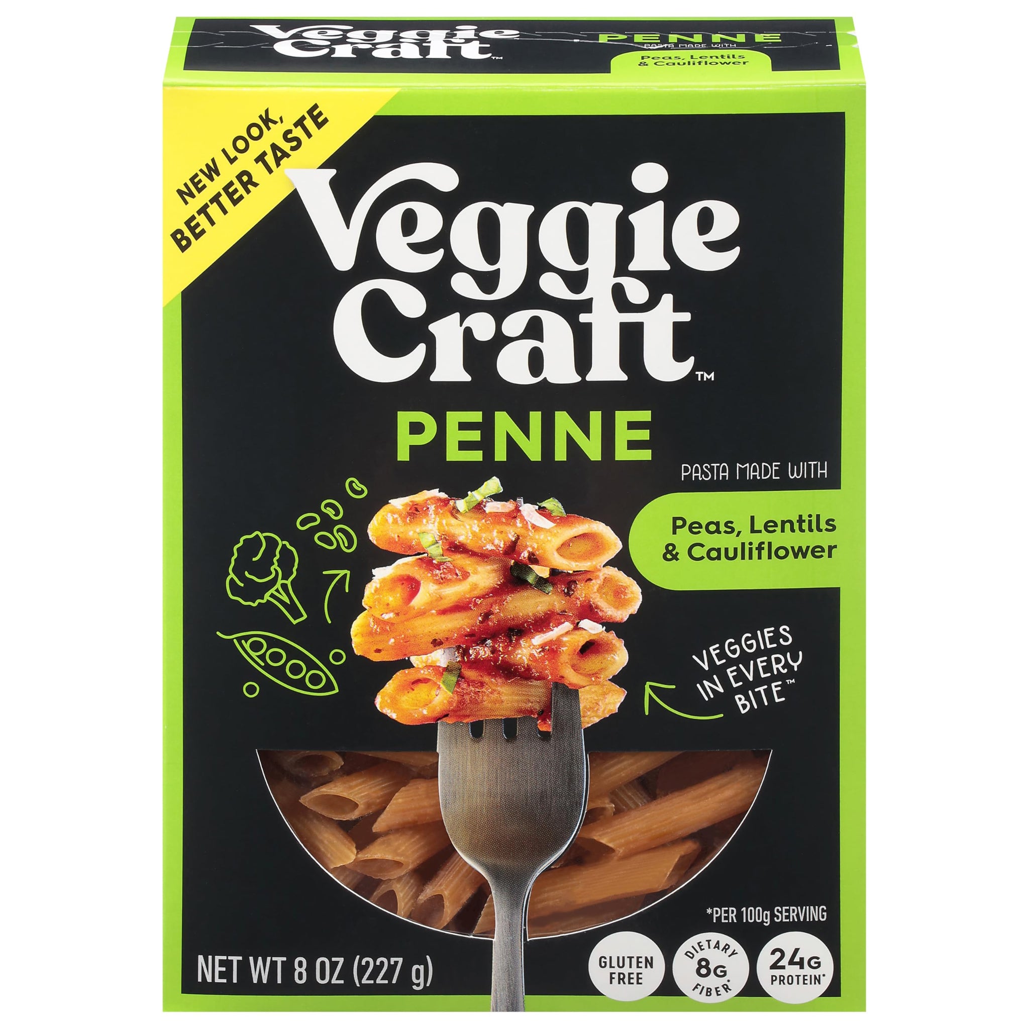 Veggiecraft Farms Penne Pasta - Low Carb, Protein Lentil Pasta w/ Peas & Cauliflower, Plant Based, Keto-Friendly, Gluten Free, Vegan - 8 Oz