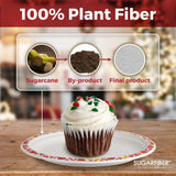 [50 COUNT] Harvest Pack 9" Christmas Paper Plates, Compostable Disposable White Round Dinner Paper Plates with Gold Red Trim, Natural PFAS Free