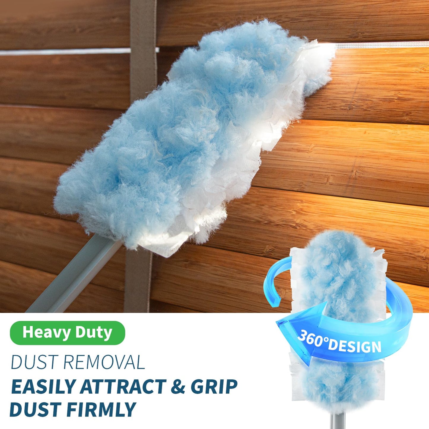 oshang 12 Pack Disposable Heavy Duty Duster Refills - 43" Extendable Handle, Compatible with Swiffer - Dusters for Cleaning Ceiling Fans, Blinds
