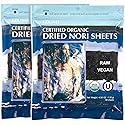 Raw Organic Nori 100 Sheets Pack - Certified Vegan, Raw, Kosher Sushi Wrap Papers - Premium Unheated, Un Cooked - NOT Toasted - BULK BUY save!