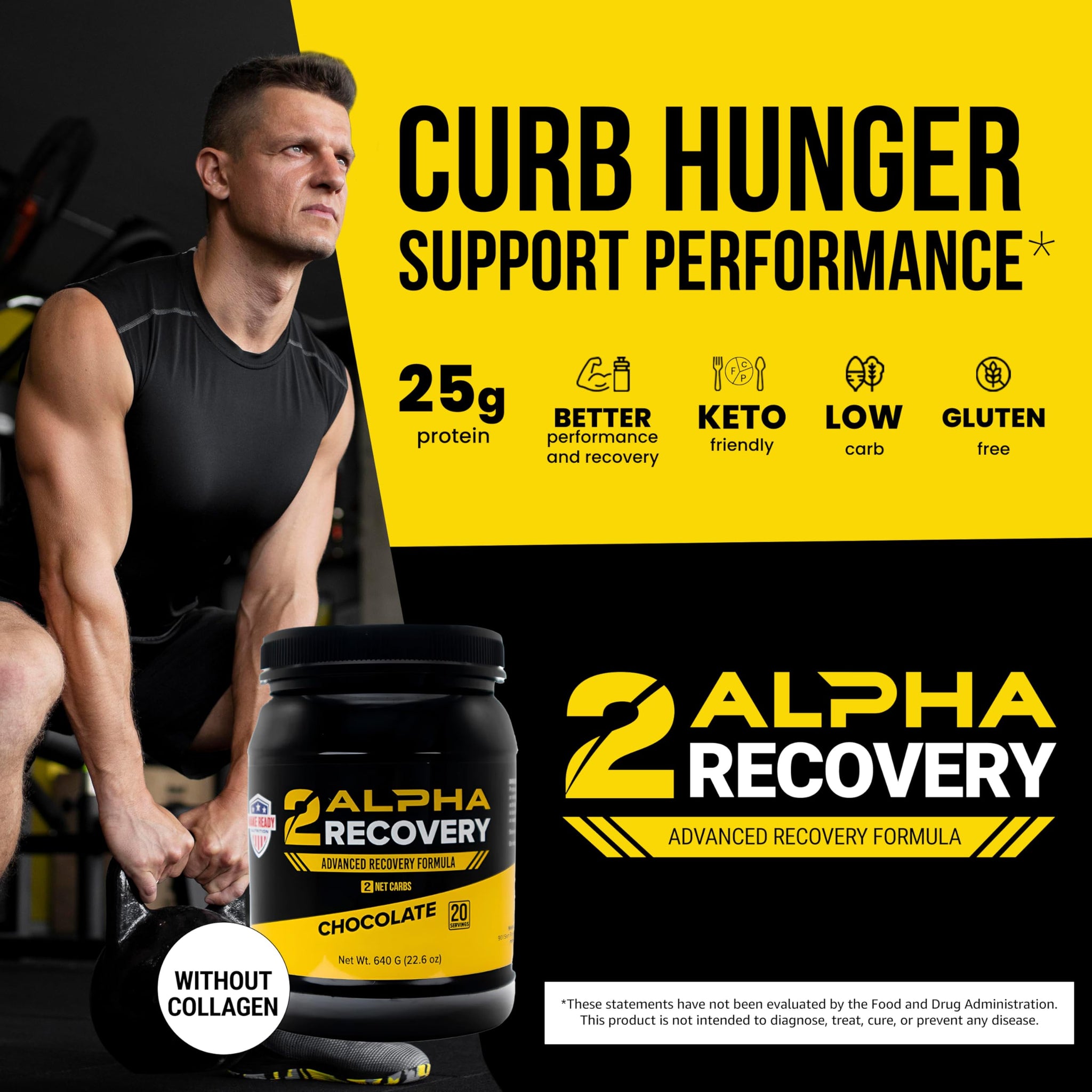 2ALPHA Recovery Chocolate - Protein Shake with Hydrolyzed Whey Isolate and Essential Nutrients for Shooters, 25g Protein for Muscle Recovery - 640g