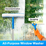 ARTIPOLY Squeegee for Window Cleaning, 14" Extra-Large Squeegee & Microfiber Scrubber Combi with 60" Stainless Steel Pole, Window Cleaning Kit