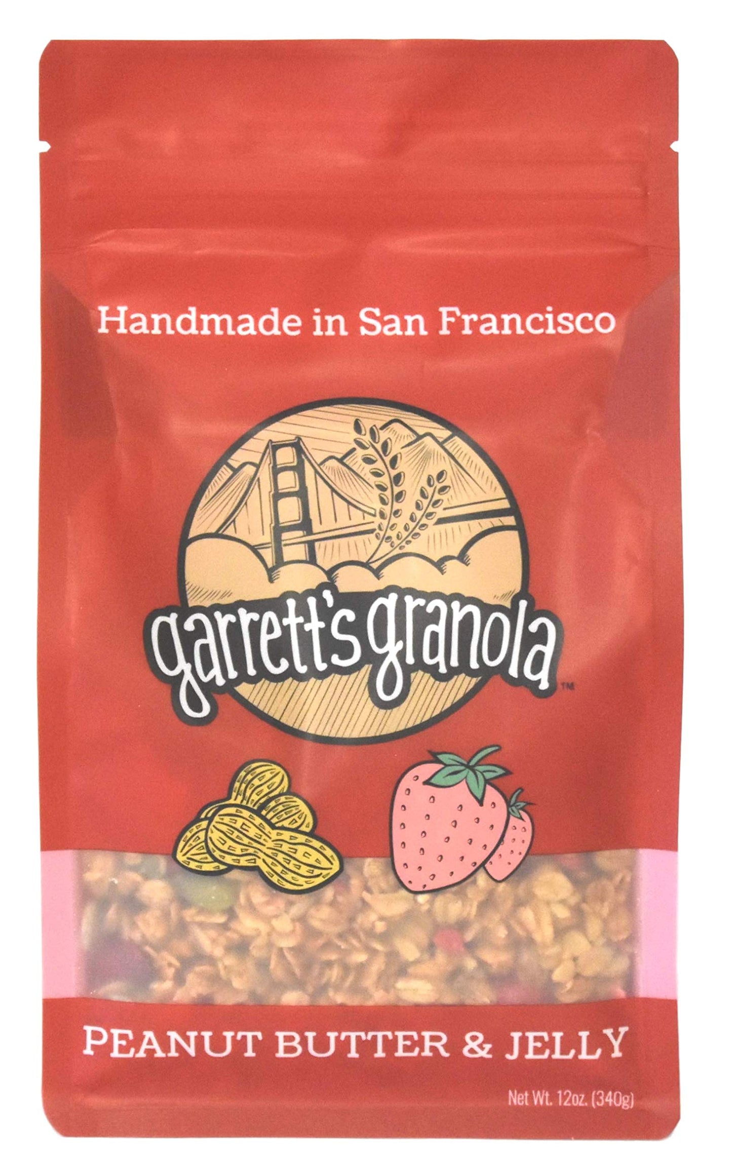 Garrett's Granola - Peanut Butter and Jelly with Strawberries Granola Mix, 12 Ounce (Pack of 2)
