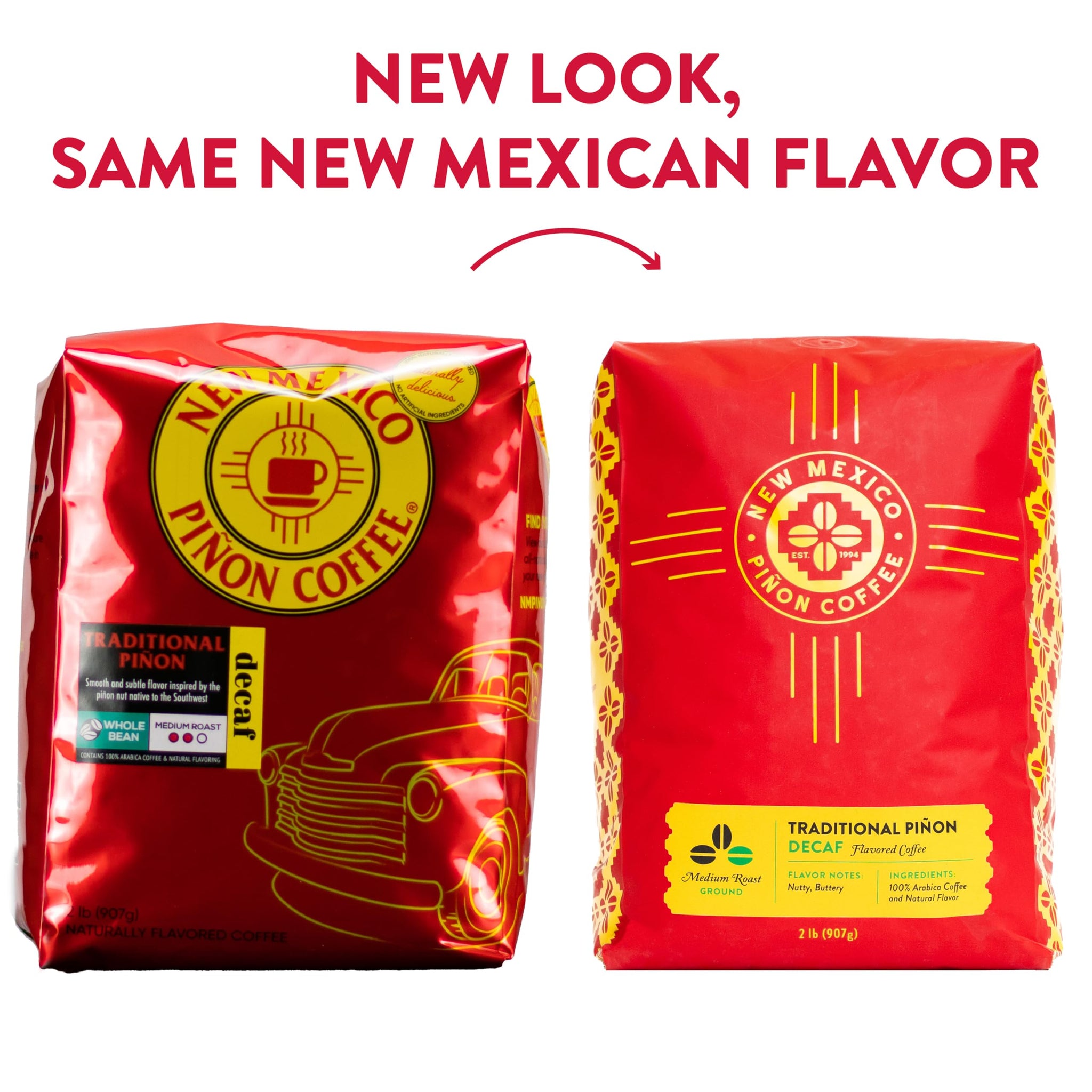 New Mexico Piñon Coffee Naturally Flavored Coffee (Traditional Piñon Ground Decaf, 2 pound)