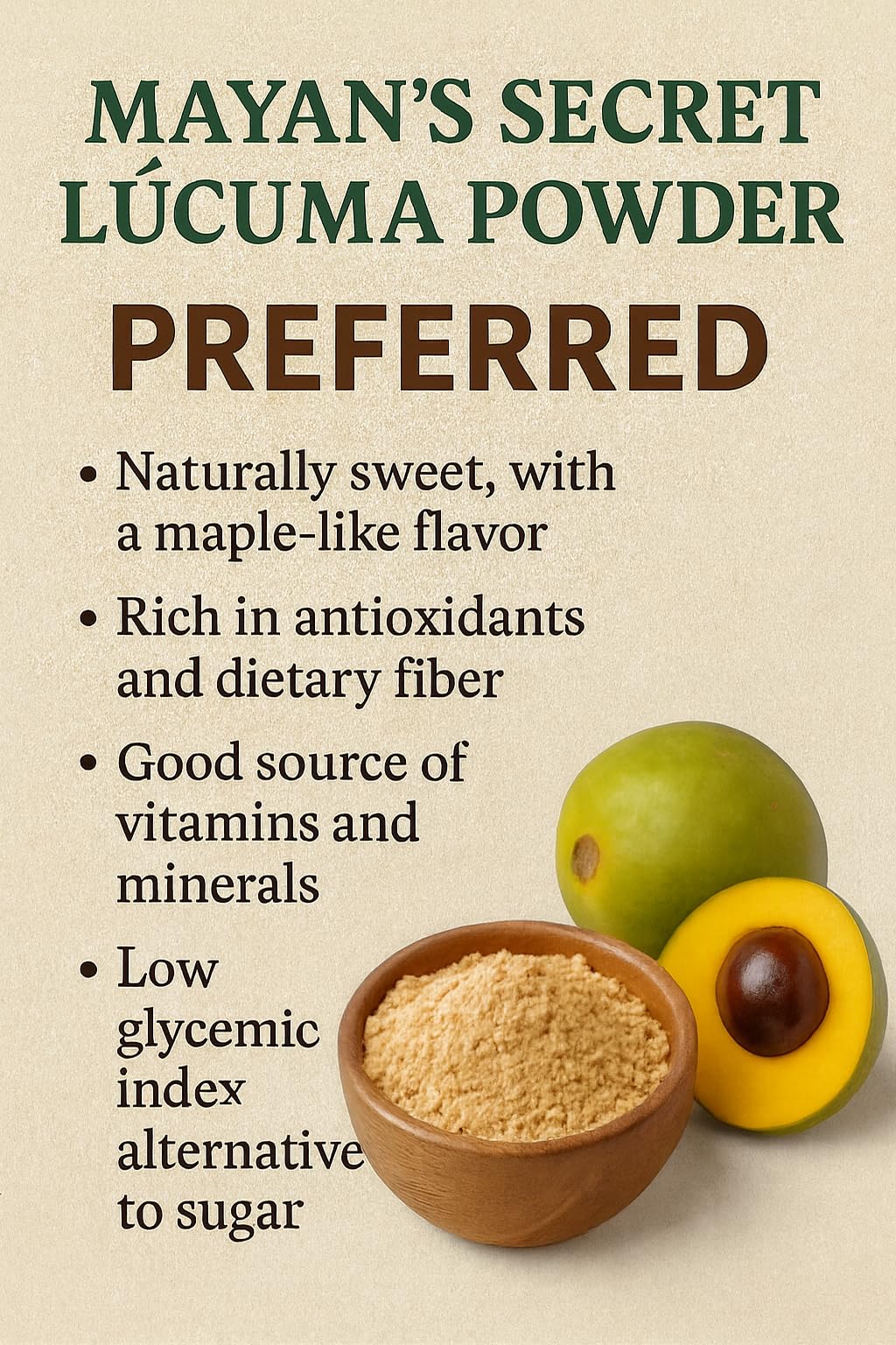Mayan's Secret Certified Organic Lucuma Powder, 16 oz/Pack | High in nutrients