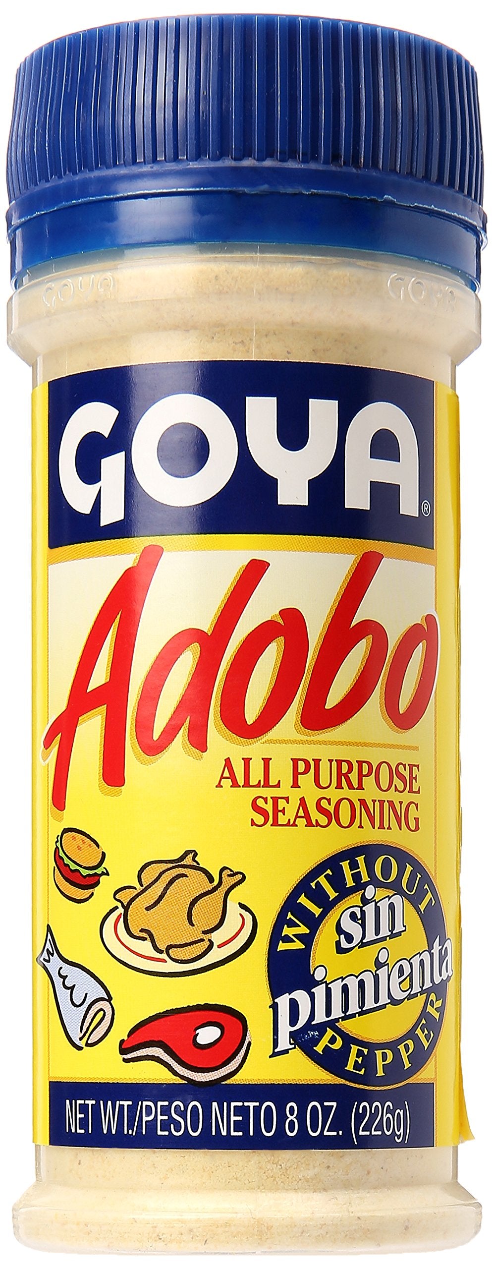 Adobo All Purpose Seasoning without Pepper by Goya, Poultry, Seafood, Meat, and Vegetable Seasoning, Fat Free and Calorie Free Latin Spice Blend