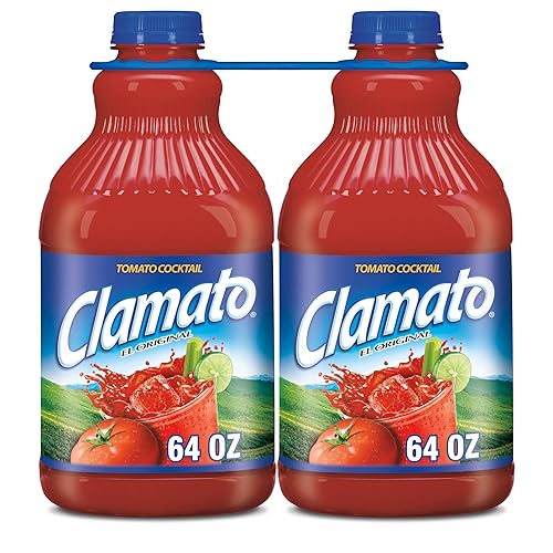 Clamato Original Tomato Cocktail, 64 fl oz bottle 2 Pack, Flavored With Tomato Juice & Spices, Perfect Mixer for the Authentic Michelada, Bloody Mary