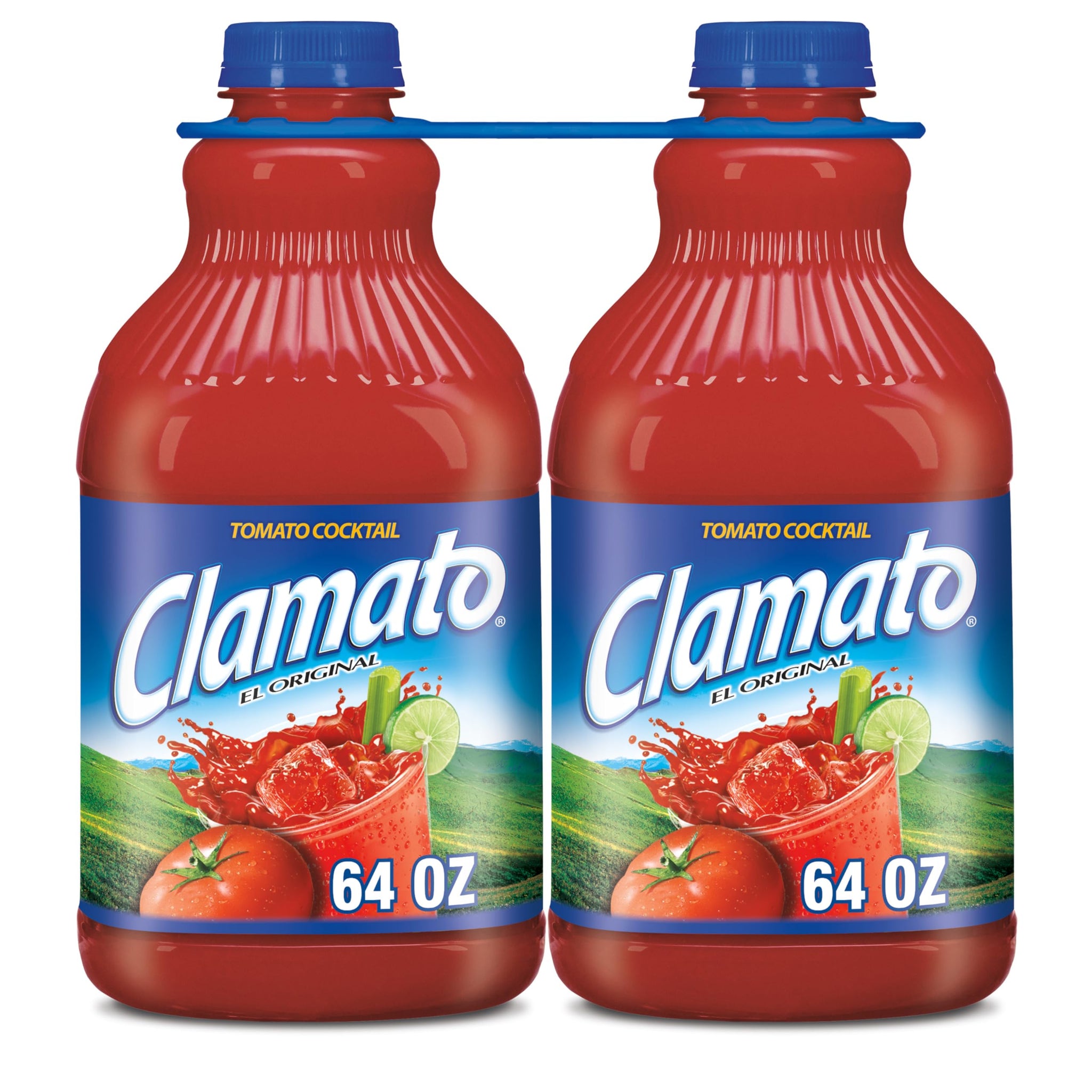 Clamato Original Tomato Cocktail, 64 fl oz bottle 2 Pack, Flavored With Tomato Juice & Spices, Perfect Mixer for the Authentic Michelada, Bloody Mary
